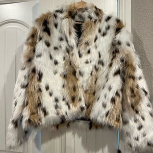 Stylish Faux Fur Leopard Print Jacket